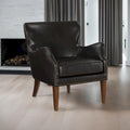 Fauteuil d'appoint dossier haut à oreilles en similicuir marron, une place