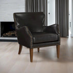 Fauteuil d'appoint dossier haut à oreilles en similicuir marron, une place