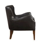 Fauteuil d'appoint dossier haut à oreilles en similicuir marron, une place