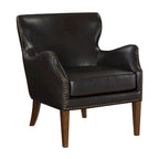 Fauteuil d'appoint dossier haut à oreilles en similicuir marron, une place