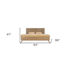 Cadre de lit Queen en bois naturel, marron, style milieu de siècle, 2 places