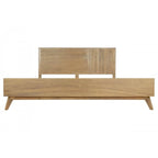 Cadre de lit Queen en bois naturel, marron, style milieu de siècle, 2 places