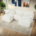 Canapé modulable en forme de U 5 places en chenille beige/noir/bleu