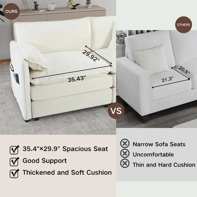Canapé modulable en forme de U 5 places en chenille beige/noir/bleu
