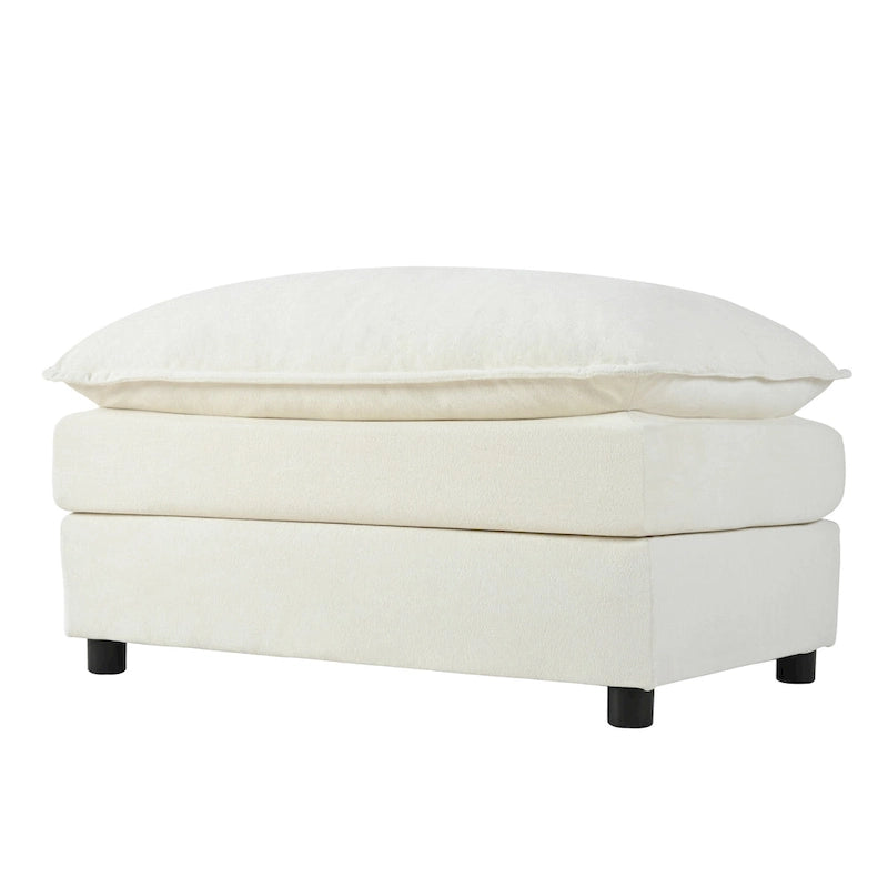 Canapé modulable en forme de U 5 places en chenille beige/noir/bleu