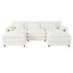 Canapé modulable en forme de U 5 places en chenille beige/noir/bleu