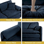 Canapé modulable en forme de U 5 places en chenille beige/noir/bleu