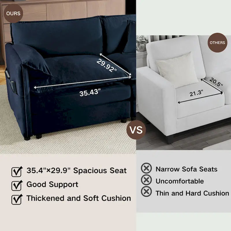 Canapé modulable en forme de U 5 places en chenille beige/noir/bleu