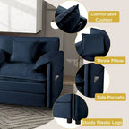 Canapé modulable en forme de U 5 places en chenille beige/noir/bleu