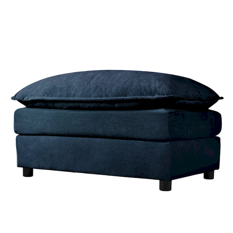 Canapé modulable en forme de U 5 places en chenille beige/noir/bleu