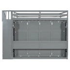 Lit superposé Murphy gris avec bureau et escalier de rangement, 2 couchages