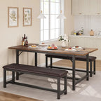 3 Piece Large Extendable Kitchen Table Set for 6