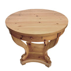 Table d'appoint ronde en bois naturel avec tiroirs, pieds courbés, 1 personne