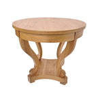Table d'appoint ronde en bois naturel avec tiroirs, pieds courbés, 1 personne