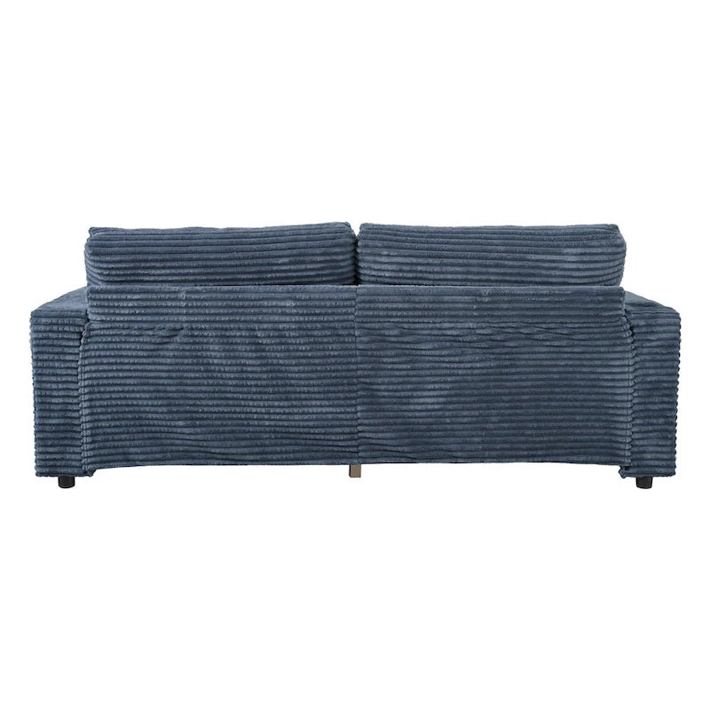 Canapé-lit méridienne en velours côtelé gris foncé / bleu / beige / noir, 2 places