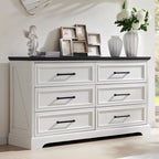 Commode à 6 tiroirs de style rustique – Noir / Bleu / Blanc / Gris / Marron