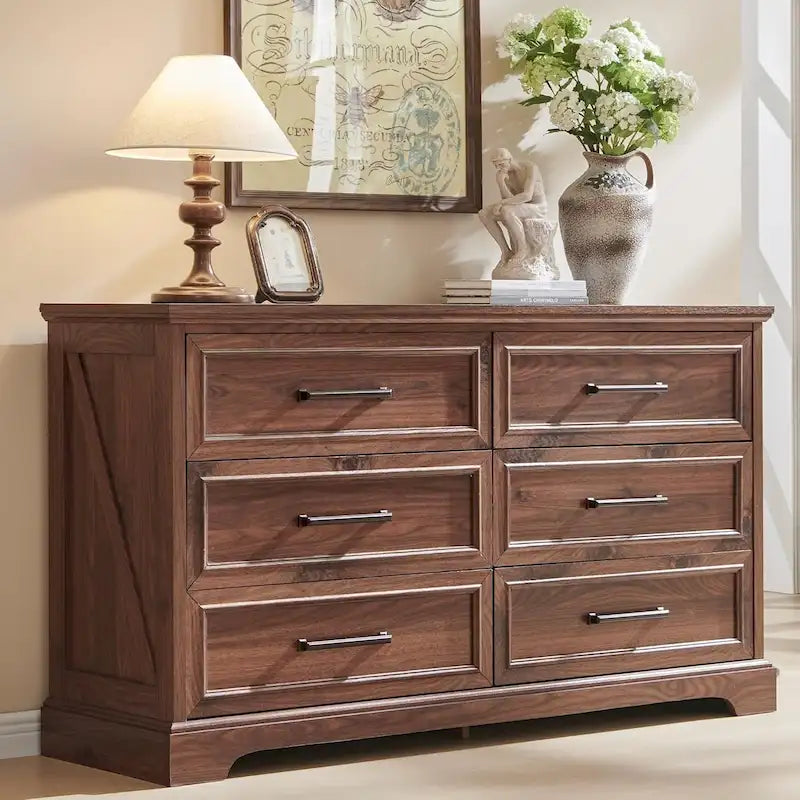 Commode à 6 tiroirs de style rustique – Noir / Bleu / Blanc / Gris / Marron