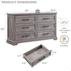 Commode à 6 tiroirs de style rustique – Noir / Bleu / Blanc / Gris / Marron