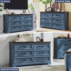 Commode à 6 tiroirs de style rustique – Noir / Bleu / Blanc / Gris / Marron