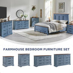 Commode à 6 tiroirs de style rustique – Noir / Bleu / Blanc / Gris / Marron