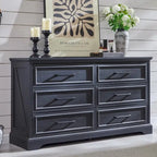 Commode à 6 tiroirs de style rustique – Noir / Bleu / Blanc / Gris / Marron