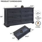 Commode à 6 tiroirs de style rustique – Noir / Bleu / Blanc / Gris / Marron