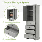 Armoire de rangement à 2 portes et 4 tiroirs pour salle de bain ou bureau