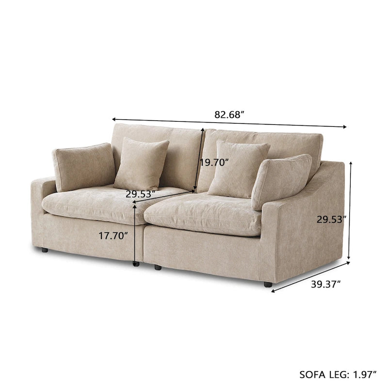 Canapés modulaires sectionnels, Canapés profonds minimalistes et confortables en duvet pour bureau et appartement