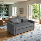 Canapé convertible bleu en velours côtelé, causeuse 3-en-1 pour 2, dossier réglable