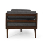 Chaise longue capitonnée moderne 65 en charbon de bois avec design en bois courbé et coussins décoratifs cylindriques