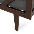 Chaise longue capitonnée moderne 65 en charbon de bois avec design en bois courbé et coussins décoratifs cylindriques