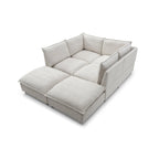 Canapé modulable 6 places en U beige avec pouf convertible