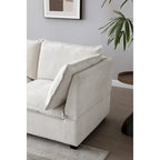 Canapé modulable 6 places en U beige avec pouf convertible