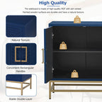 Buffet rétro bleu marine / noir / expresso – Placage en frêne, pieds en métal, assemblage 1 à 2 personnes