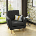 Fauteuil club en tissu capitonné de style Mid-Century - Gris anthracite et naturel / Gris / Beige / Bleu, une place