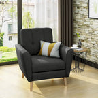 Fauteuil club en tissu capitonné de style Mid-Century - Gris anthracite et naturel / Gris / Beige / Bleu, une place
