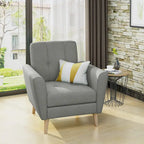 Fauteuil club en tissu capitonné de style Mid-Century - Gris anthracite et naturel / Gris / Beige / Bleu, une place