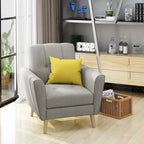 Fauteuil club en tissu capitonné de style Mid-Century - Gris anthracite et naturel / Gris / Beige / Bleu, une place