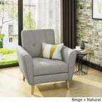 Fauteuil club en tissu capitonné de style Mid-Century - Gris anthracite et naturel / Gris / Beige / Bleu, une place