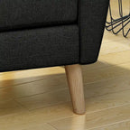 Fauteuil club en tissu capitonné de style Mid-Century - Gris anthracite et naturel / Gris / Beige / Bleu, une place