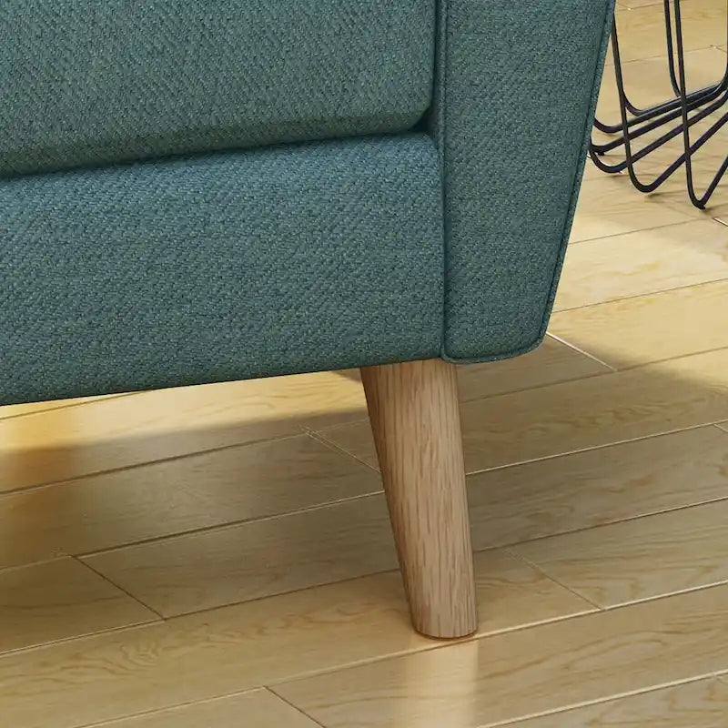 Fauteuil club en tissu capitonné de style Mid-Century - Gris anthracite et naturel / Gris / Beige / Bleu, une place