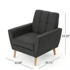 Fauteuil club en tissu capitonné de style Mid-Century - Gris anthracite et naturel / Gris / Beige / Bleu, une place