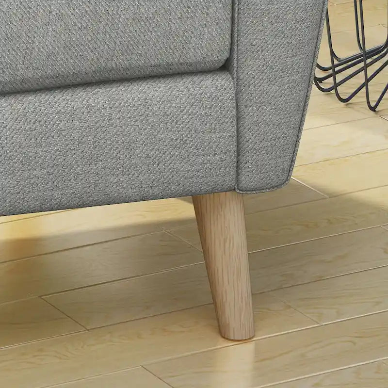 Fauteuil club en tissu capitonné de style Mid-Century - Gris anthracite et naturel / Gris / Beige / Bleu, une place