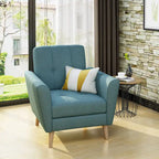 Fauteuil club en tissu capitonné de style Mid-Century - Gris anthracite et naturel / Gris / Beige / Bleu, une place