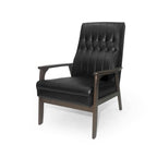 Fauteuil d'appoint Mid-Century Modern, blanc neige / noir mat + noyer, une place