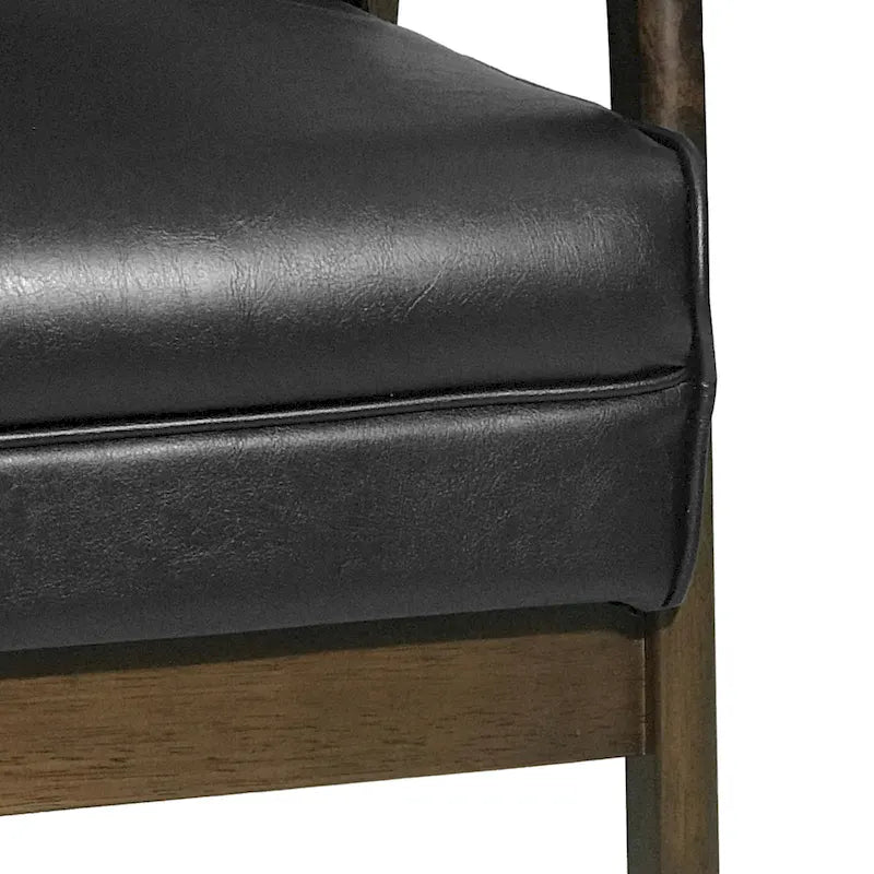 Fauteuil d'appoint Mid-Century Modern, blanc neige / noir mat + noyer, une place