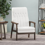 Fauteuil d'appoint Mid-Century Modern, blanc neige / noir mat + noyer, une place