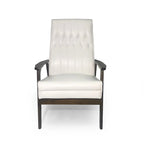 Fauteuil d'appoint Mid-Century Modern, blanc neige / noir mat + noyer, une place