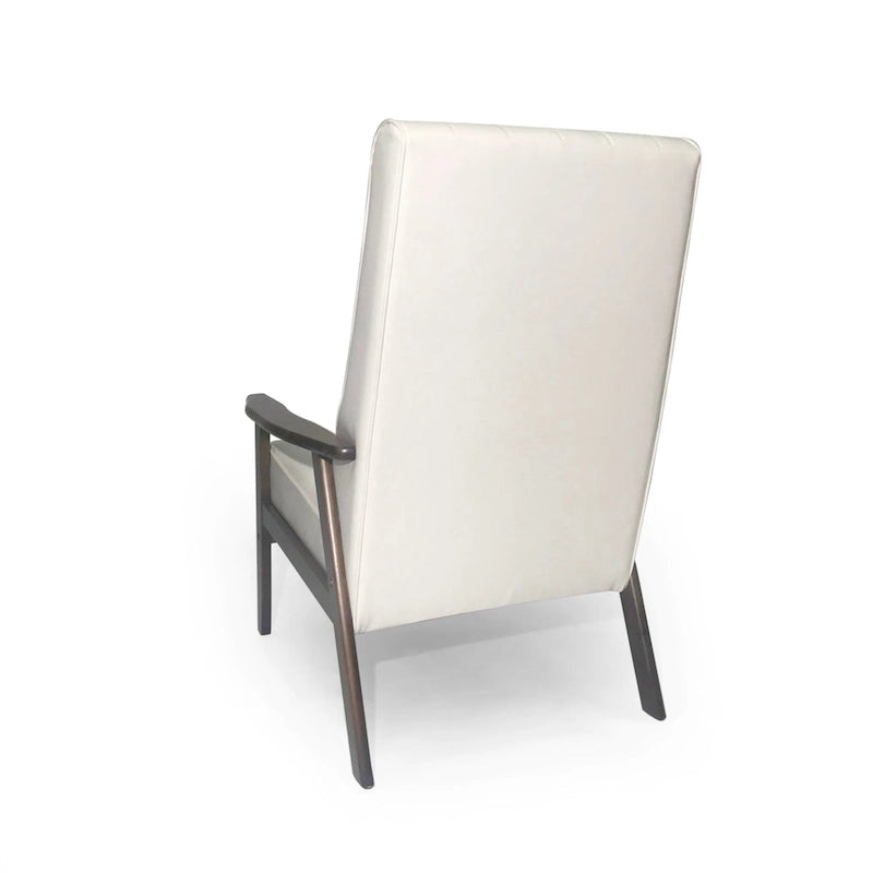 Fauteuil d'appoint Mid-Century Modern, blanc neige / noir mat + noyer, une place