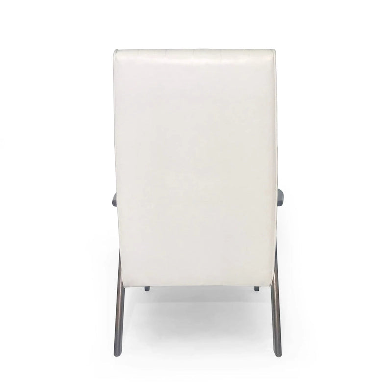 Fauteuil d'appoint Mid-Century Modern, blanc neige / noir mat + noyer, une place